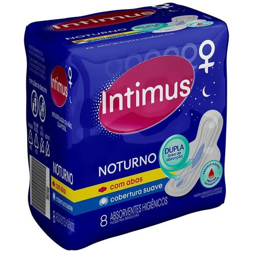 Absorvente Intimus Noturno Cobertura Suave Com Abas - 8 uni