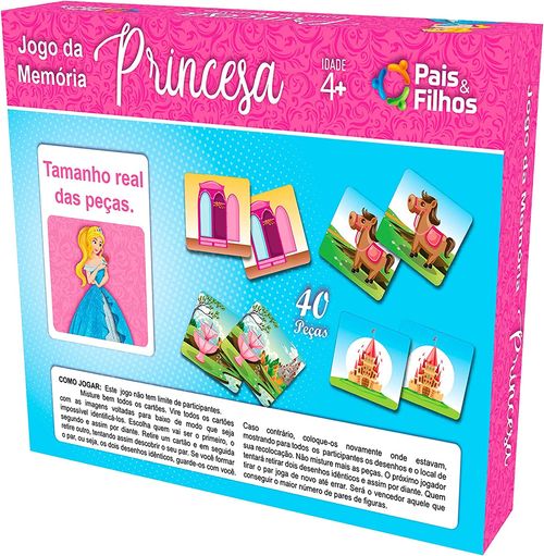 Jogo da Memória Princesas - 40 Peças
