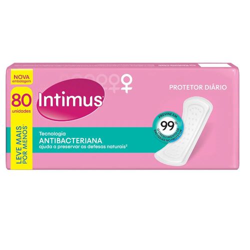 Absorvente Intimus Protetor Diário Antibacteriano Sem Abas - 80 uni
