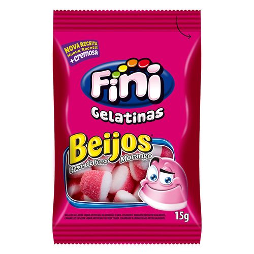Bala Fini Gelatina Beijos de Morango - 15g