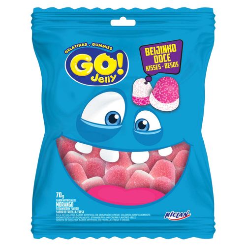 Bala Go Jelly Gelatina Beijinho de Morango - 70g