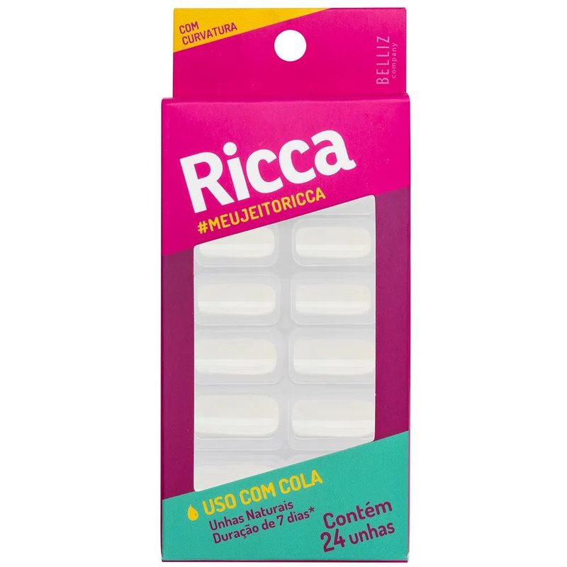 Unhas Postiças Ricca Naturais Com Curvatura - 24 Uni
