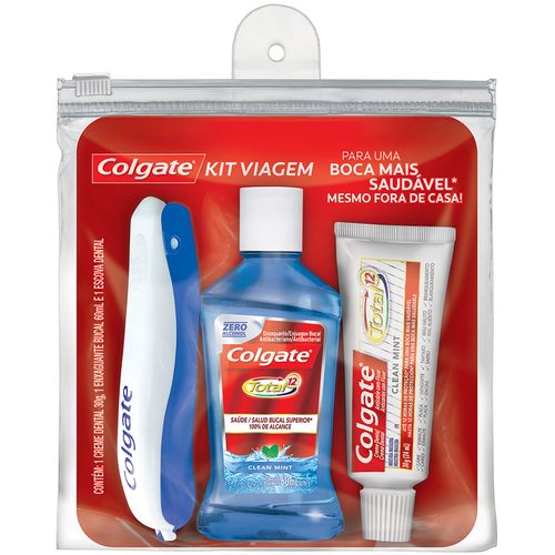 Kit Colgate Viagem Creme Dental + Escova Dental + Enxaguante Colgate