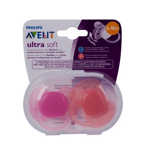 Chupeta Ultra Soft 6-18 Meses Laranja e Rosa - Philips Avent