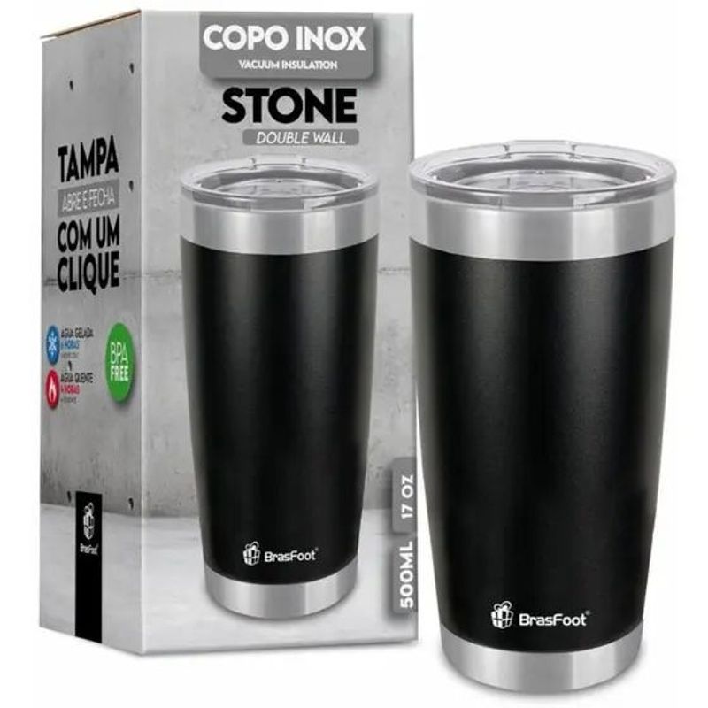 Copo Térmico Stone - Preto 500 ml