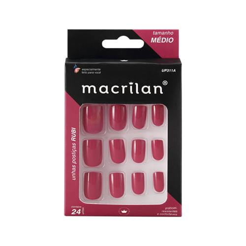 Unhas Postiças Tamanho Médio Cor Rubi UP311 - Macrilan