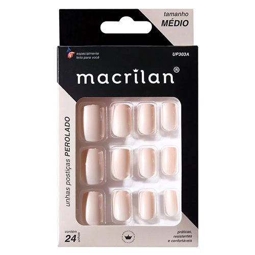 Unhas Postiças Tamanho Médio Cor Perolado UP303 - Macrilan