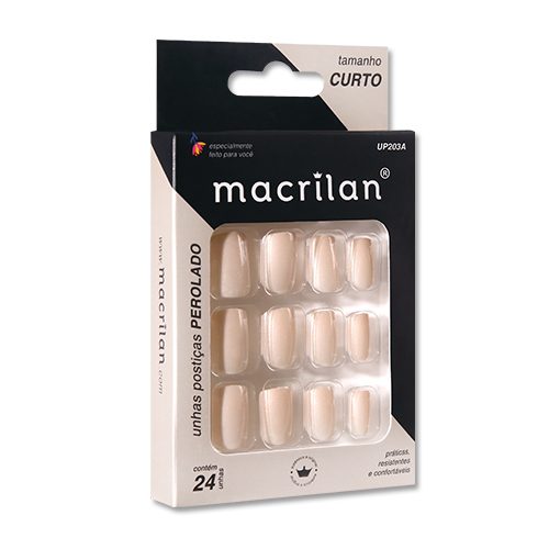 Unhas Postiças Tamanho Curto Cor Perolado UP203 - Macrilan