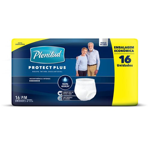 Roupa Íntima Plenitud Active Plus Tamanho P/M - 16 Uni