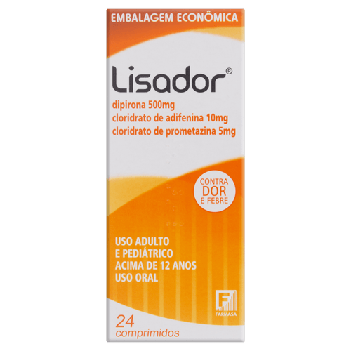 Lisador 500mg + 5mg + 10mg com 24 Comprimidos - Hypera