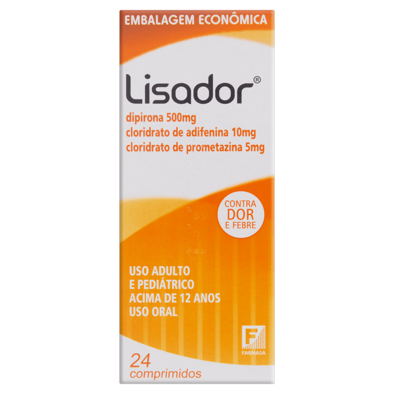 Lisador 500mg + 5mg + 10mg - 24 Comprimidos