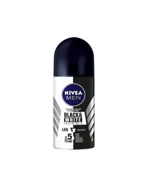 Desodorante Nivea Roll-On Masculino Black & White Invisible - 50ml