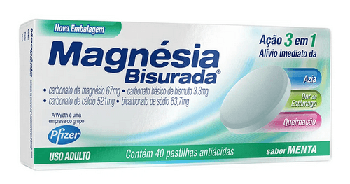 Magnésia Bisurada Sabor Menta com 40 Pastilhas - Aspen