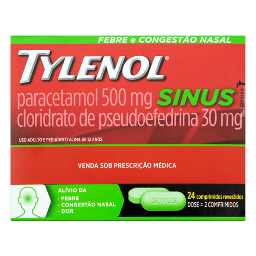 Tylenol Sinus 500mg com 24 Comprimidos - JJ