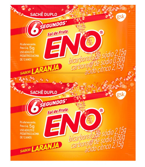 Sal de Fruta Eno Sabor Laranja com 2 Envelopes de 5g cada - GSK