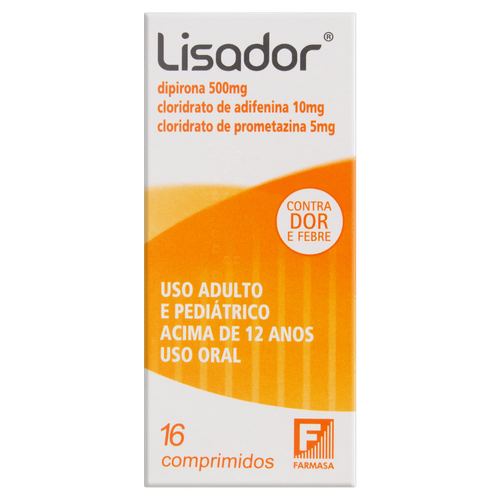 Lisador 500mg + 5mg + 10mg Hypera 16 Comprimidos