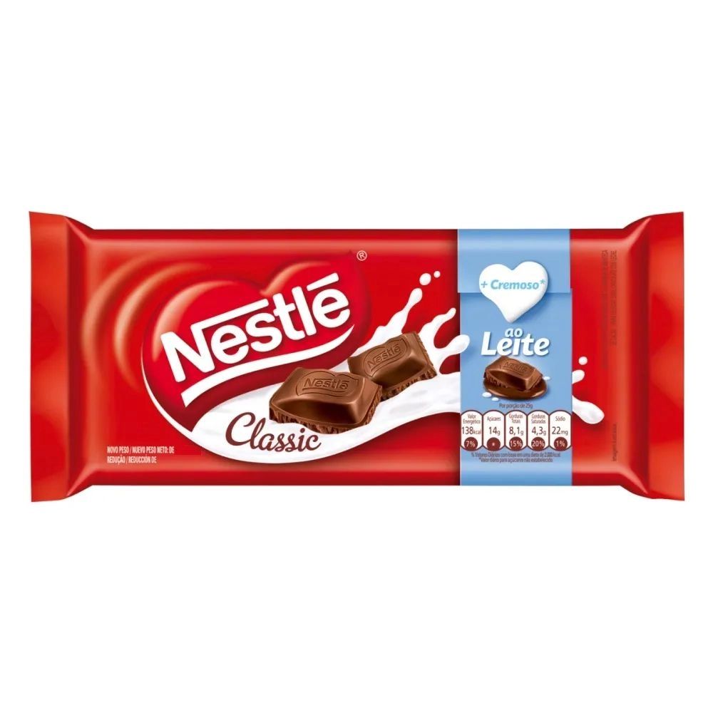 Barra de Chocolate Ao Leite Classic Nestle - 80g