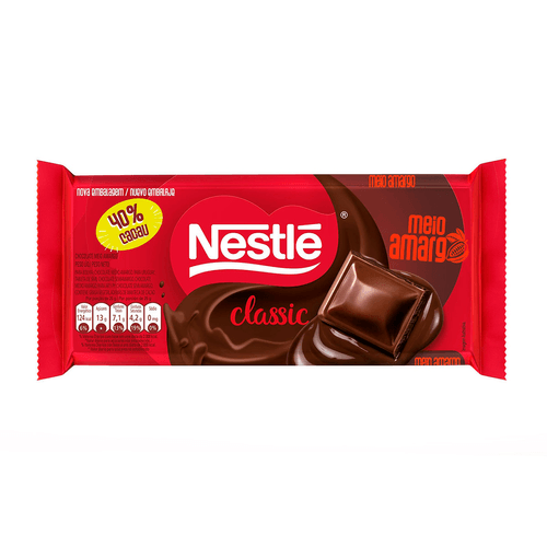 Barra de Chocolate Meio Amargo Classic Nestle - 80g