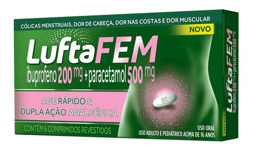 Luftafem 200 + 500mg com 6 Comprimidos  - Reckitt Benckiser