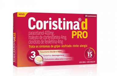 Coristina D Pro 400mg + 4mg + 4mg com 16 Comprimidos - Hypera