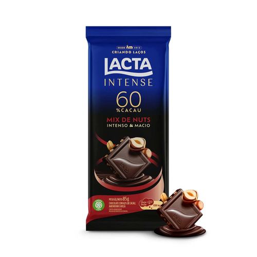 Barra de Chocolate Lacta Intense 60% Cacau Mix de Nuts - 85g