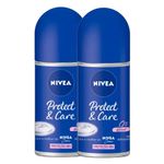 Desodorante Nivea Roll-On Feminino Protect & Care - 2 uni