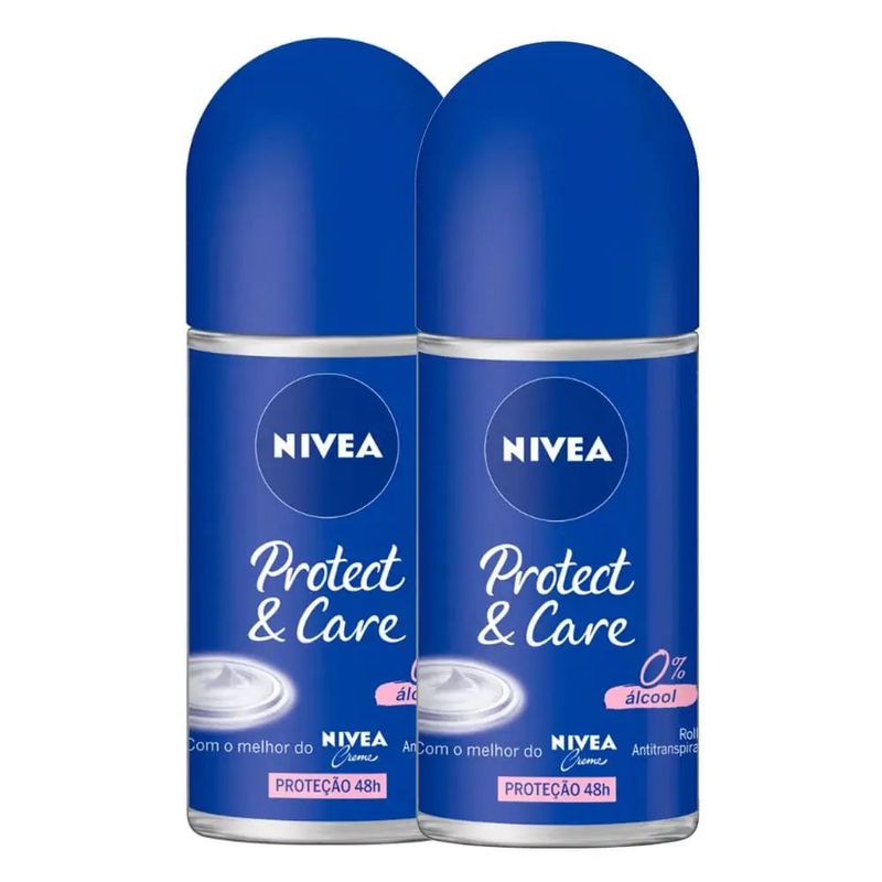 Desodorante Nivea Roll-On Feminino Protect & Care - 2 uni