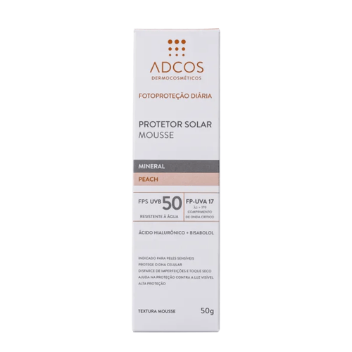 Protetor Solar Adcos Mousse Mineral Peach FPS50 - 50g
