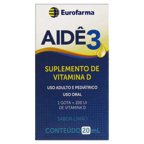 Vitamina D Aidê 3 Gotas Eurofarma com 20ml - Eurofarma