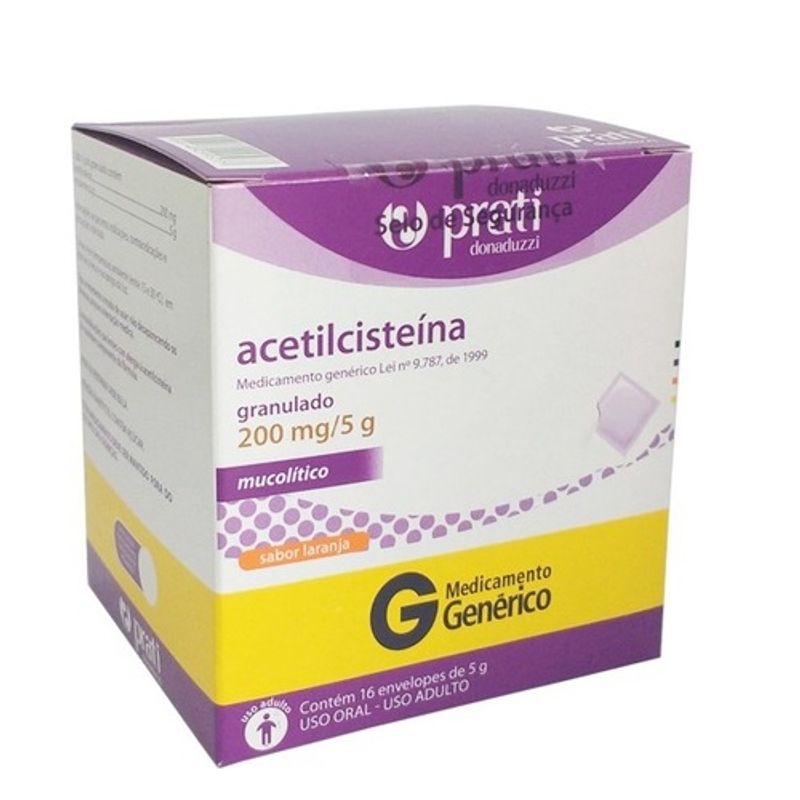 Acetilcisteína 200mg 16 Envelopes - Prati