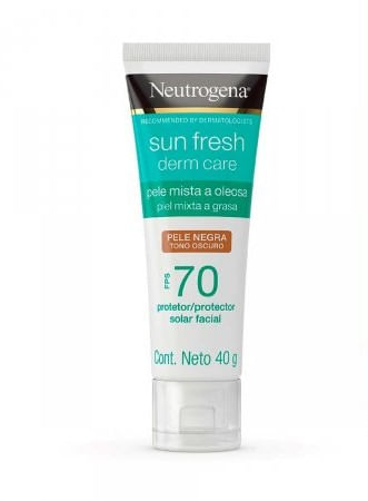 Protetor Solar Facial Neutrogena Sun Fresh Derm Care Pele Oleosa Cor Negra FPS70 - 40g