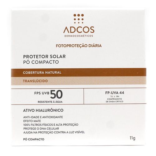 Pó Compacto Protetor Solar Adcos Translúcido FPS50 - 11g