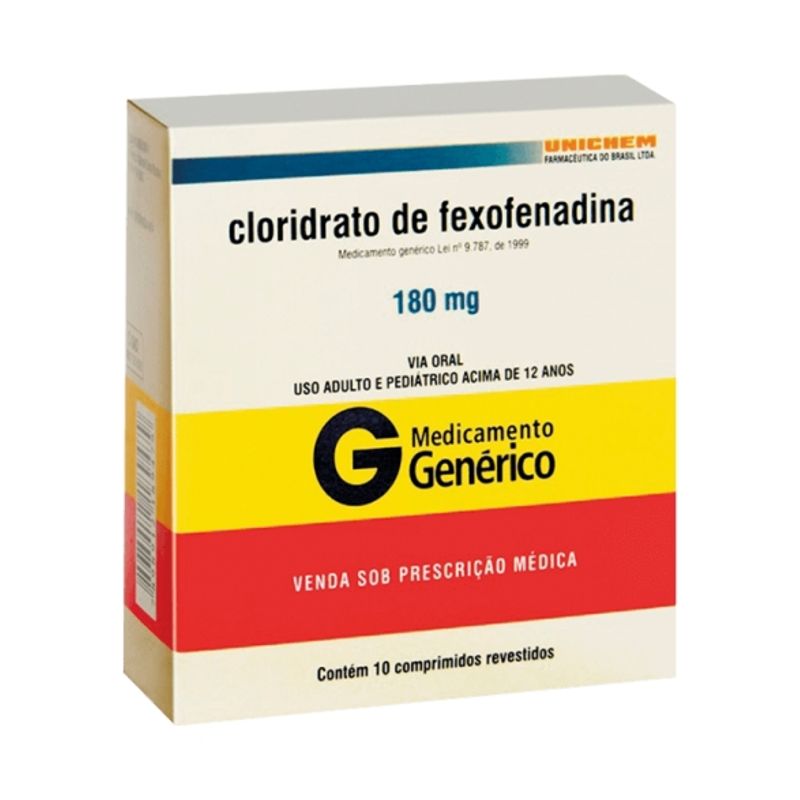 Cloridrato de Fexofenadina 180mg 10 Comprimidos - Unichem