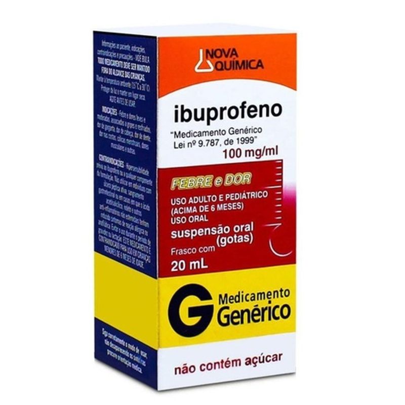Ibuprofeno Gotas 100mg 20ml - Nova Química