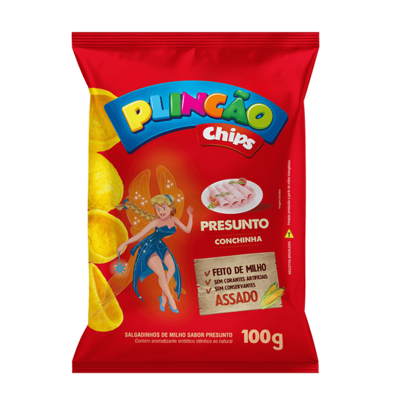 Salgadinho Plincão Chips Presunto - 100g