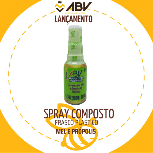 Spray Composto Frasco de Plástico - Mel e Própolis - 30ml