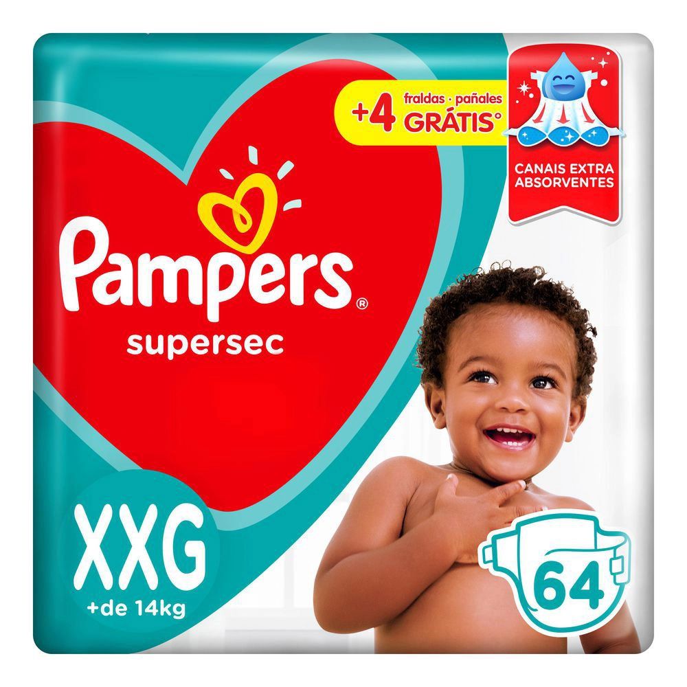 Fralda Pampers Supersec Jumbo Bag 4 Xxg Com 60 Unidades