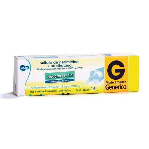 Pomada Sulfato de Neomicina + Bacitracina Zíncica 15g - Ems Genérico