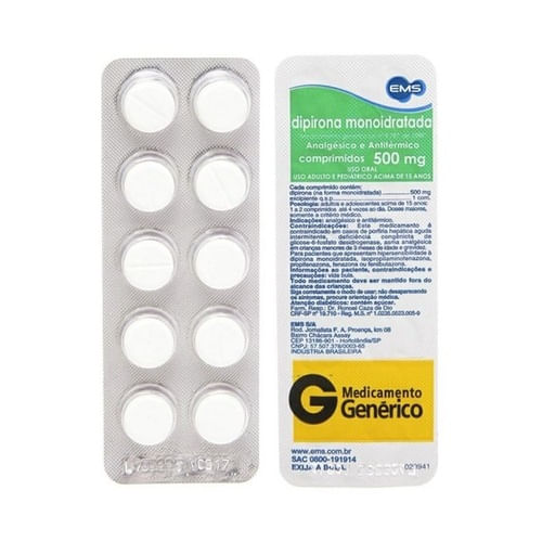 Dipirona Monoidratada 10 Comprimidos- EMS Genérico