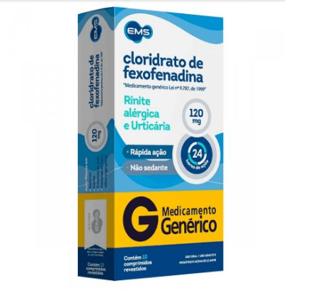 Cloridrato de Fexofenadina 120mg com 10 Comprimidos - EMS Genérico