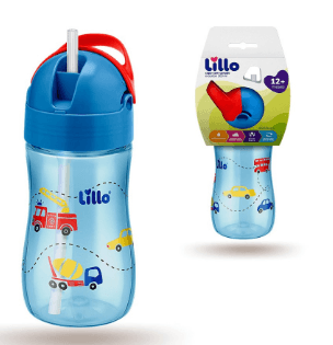 Copo com Canudo de Silicone 300ml Rosa - Lillo