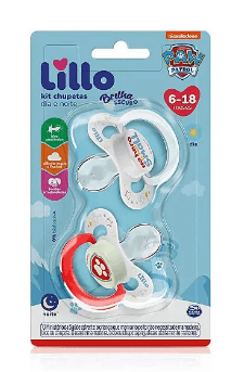 Kit de Chupeta Dia/Note Ptrulha Canina Lillo - 2 Unidades