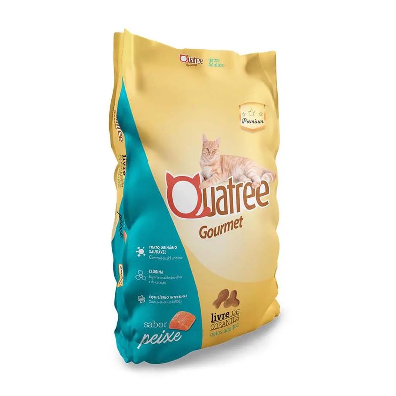 Ração para gatos Adultos Quatree Gourmer Sabor Peixe - 1Kg