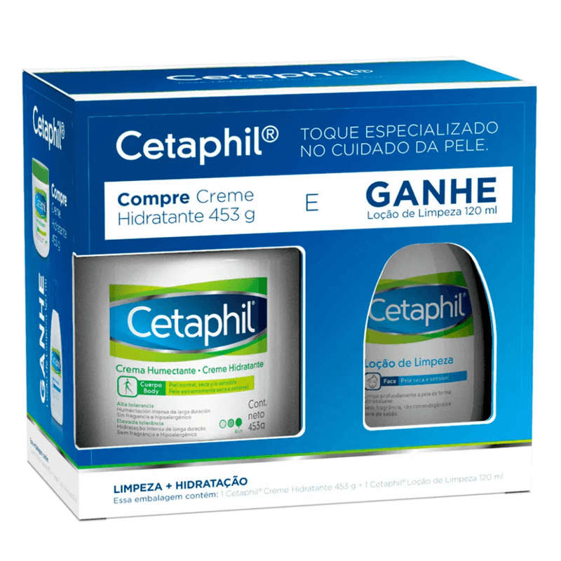 Kit Cetaphil Creme Hidratante  453g + Loçao de Limpeza 120ml