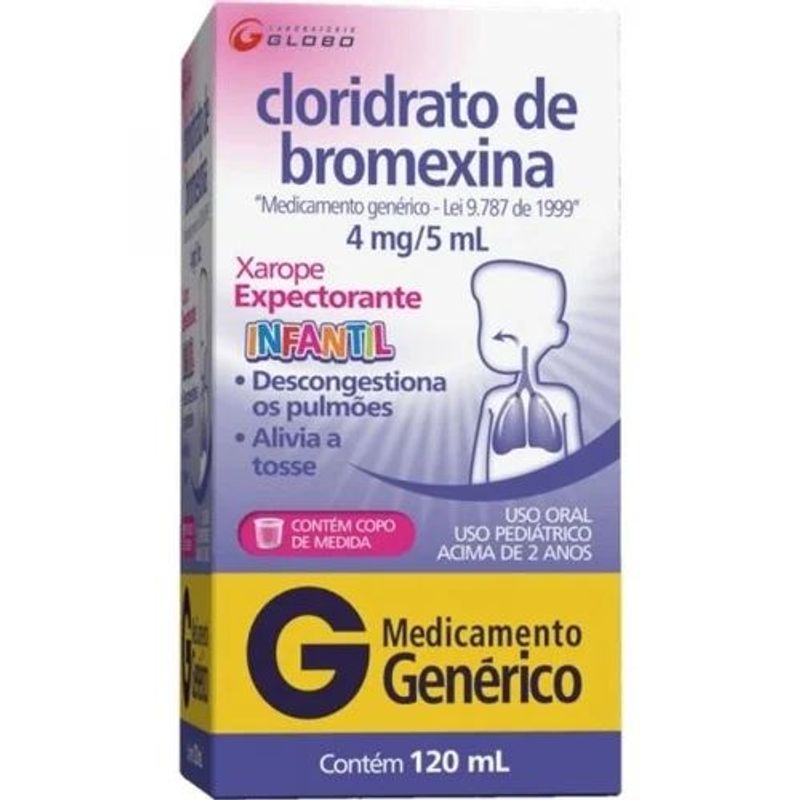 Cloridrato De Bromexina 4mg/5mL Xarope Infantil 120mL Globo