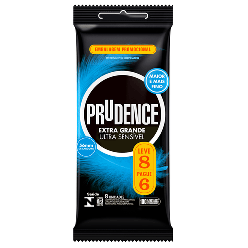 Preservativo Prudence Extra Grande Ultra Sensível - Leve 8 Pague 6
