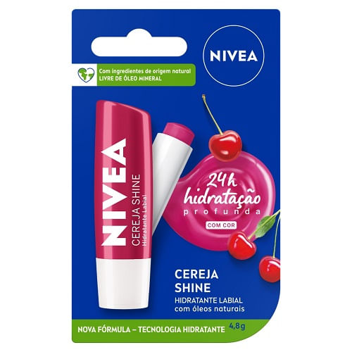 Protetor Labial Nivea Lip Care Cereja Shine - 4,8g