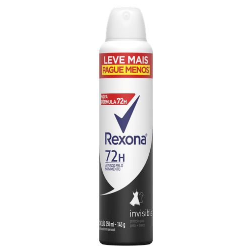 Desodorante Rexona Invisible Aerossol 72h - 250ml