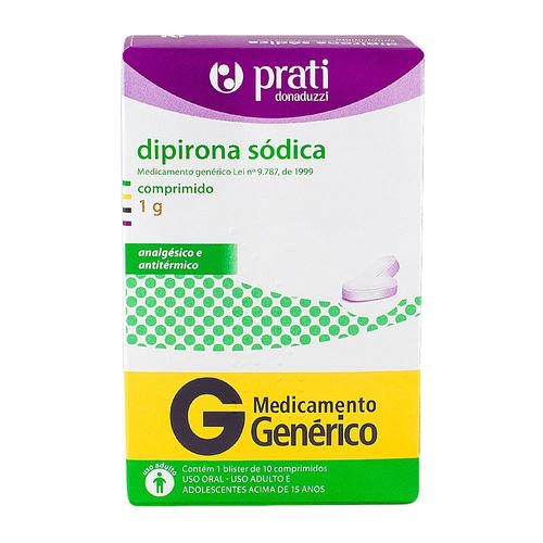 Dipirona Monoidratada 1g 10 Comprimidos - Prati Donaduzzi Genérico