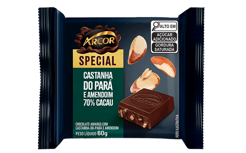 Chocolate Arcor Special Ao Leite com Castanha do Pará e Amendoim 60g